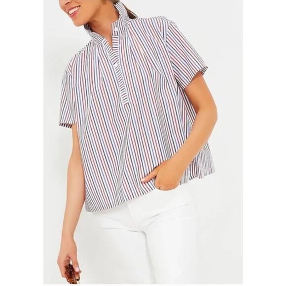 Pomander Place Tops - Pomander Place Finn Stripe Red White And Blue Popover Size XXXL Cotton EUC